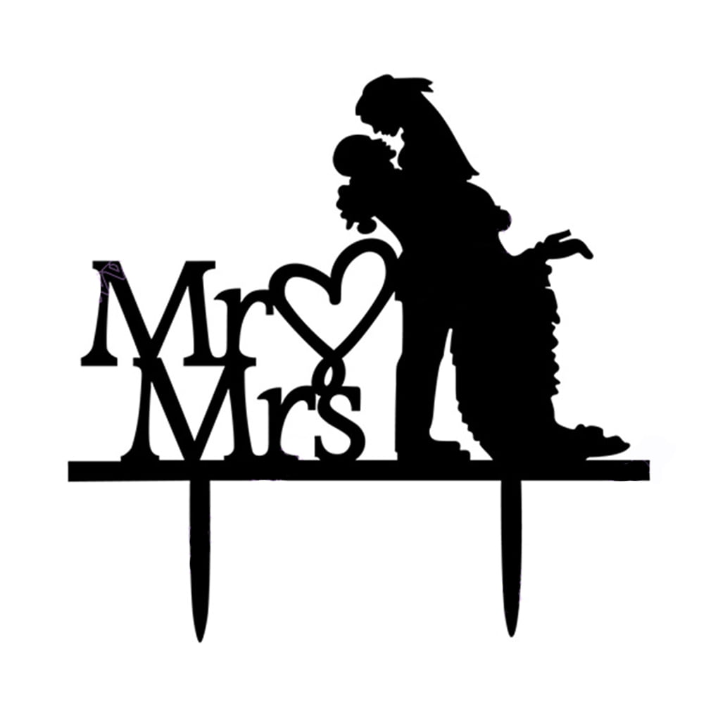 Mr and Mrs Funny Groom Escaping Bride Wedding Acrylic Cake topper .567